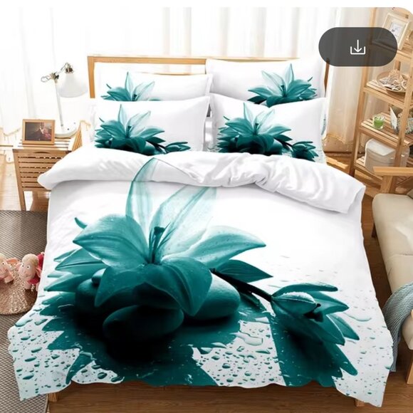 3D Large Print Floral Duvet Set - King - Picture 1 of 4